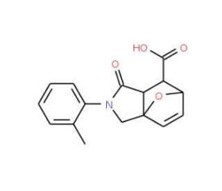 4-Oxo-3-o-tolyl-10-oxa-3-aza-tricyclo[5.2.1.0*1,5*]dec-8-ene-6-carboxylic acid (CAS 436810-98-9) - chemical structure image