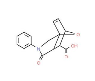 4-Oxo-3-phenyl-10-oxa-3-aza-tricyclo[5.2.1.0*1,5*]dec-8-ene-6-carboxylic acid - chemical structure image