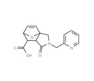 4-Oxo-3-pyridin-2-ylmethyl-10-oxa-3-aza-tricyclo-[5.2.1.0*1,5*]dec-8-ene-6-carboxylic acid - chemical structure image