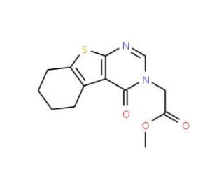 (4-Oxo-5,6,7,8-tetrahydro-4H-benzo[4,5]thieno[2,3-d]pyrimidin-3-yl)-acetic acid methyl ester (CAS 450376-42-8) - chemical str