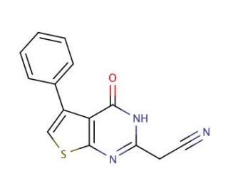 (4-oxo-5-phenyl-3,4-dihydrothieno[2,3-d]pyrimidin-2-yl)acetonitrile - chemical structure image
