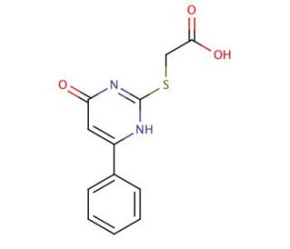 (4-Oxo-6-phenyl-1,4-dihydro-pyrimidin-2-yl-sulfanyl)-acetic acid - chemical structure image