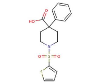 4-phenyl-1-(thien-2-ylsulfonyl)piperidine-4-carboxylic acid - chemical structure image