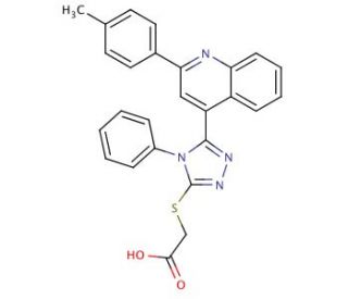 [4-Phenyl-5-(2-p-tolyl-quinolin-4-yl)-4H-[1,2,4]triazol-3-ylsulfanyl]-acetic acid - chemical structure image