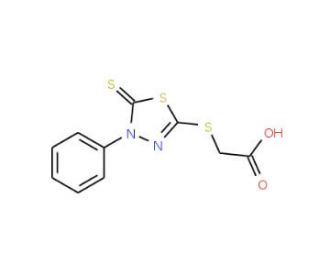 [(4-phenyl-5-thioxo-4,5-dihydro-1,3,4-thiadiazol-2-yl)thio]acetic acid - chemical structure image