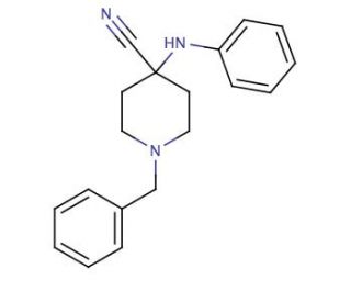 4-(Phenylamino)-1-benzyl-4-piperidinecarbonitrile (CAS 968-86-5) - chemical structure image