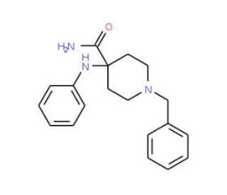 4-(Phenylamino)-1-benzyl-4-piperidinecarboxamide (CAS 1096-03-3) - chemical structure image