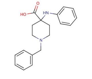 4-(Phenylamino]-1-benzyl-4-piperidinecarboxylic Acid (CAS 85098-64-2) - chemical structure image