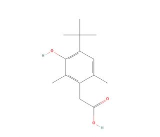 4-tert-Butyl-2,6-dimethyl-3-hydroxyphenylacetic Acid (CAS 55699-12-2) - chemical structure image
