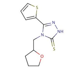 4-(Tetrahydro-furan-2-ylmethyl)-5-thiophen-2-yl-4H-[1,2,4]triazole-3-thiol - chemical structure image