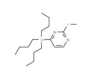 4-(Tributylstannyl)-2-thiomethylpyrimidine (CAS 123061-49-4) - chemical structure image
