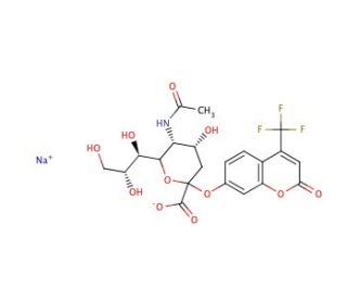 4-Trifluoromethylumbelliferyl-&alpha;-D-N-acetylneuraminic Acid, Sodium Salt - chemical structure image