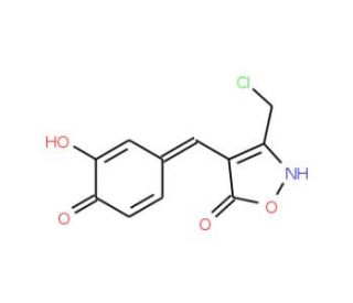 (4E)-3-(Chloromethyl)-4-(3,4-dihydroxybenzylidene)isoxazol-5(4H)-one - chemical structure image