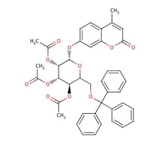 4&prime;-Methylumbelliferyl 2,3,4,-Tri-O-acetyl-6-O-trityl-&beta;-D-glucopyranoside (CAS 937018-35-4) - chemical structure image