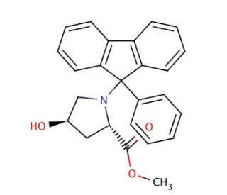 (4R, 2S)-4-Hydroxy-1-(9-phenyl-9H-fluoren-9-yl)-proline Methyl Ester (CAS 179990-59-1) - chemical structure image