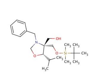(4R,5S)-N-Benzyl-4-(t-butyldimethylsilyloxymethyl)-4-hydroxymethyl-5-isopropyloxazoladine (CAS 145452-01-3) - chemical struct