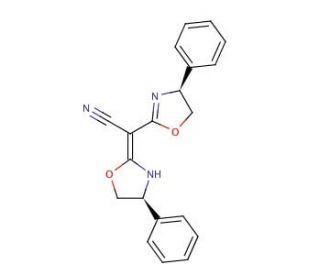 (4S)-(&plus;)-Phenyl-&alpha;-[(4S)-phenyloxazolidin-2-ylidene]-2-oxazoline-2-acetonitrile (CAS 150639-33-1) - chemical structure image