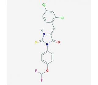 5-[(2,4-dichlorophenyl)methylidene]-3-[4-(difluoromethoxy)phenyl]-2-sulfanylideneimidazolidin-4-one - chemical structure imag