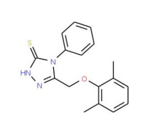 5-[(2,6-dimethylphenoxy)methyl]-4-phenyl-4H-1,2,4-triazole-3-thiol (CAS 64013-53-2) - chemical structure image