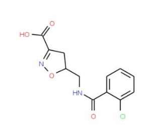 5-{[(2-Chlorobenzoyl)amino]methyl}-4,5-dihydro-3-isoxazolecarboxylic acid - chemical structure image