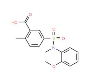 5-[(2-Methoxy-phenyl)-methyl-sulfamoyl]-2-methyl-benzoic acid - chemical structure image