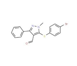 5-[(4-Bromophenyl)sulfanyl]-1-methyl-3-phenyl-1H-pyrazole-4-carbaldehyde - chemical structure image