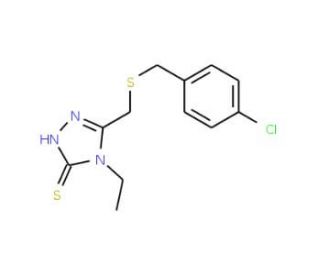 5-{[(4-Chlorobenzyl)sulfanyl]methyl}-4-ethyl-4H-1,2,4-triazol-3-yl hydrosulfide - chemical structure image