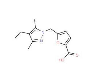 5-[(4-ethyl-3,5-dimethyl-1H-pyrazol-1-yl)methyl]-2-furoic acid - chemical structure image