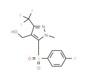 [5-[(4-Fluorophenyl)sulfonyl]-1-methyl-3-(trifluoromethyl)-1H-pyrazol-4-yl]methanol - chemical structure image