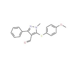 5-[(4-Methoxyphenyl)sulfanyl]-1-methyl-3-phenyl-1H-pyrazole-4-carbaldehyde - chemical structure image