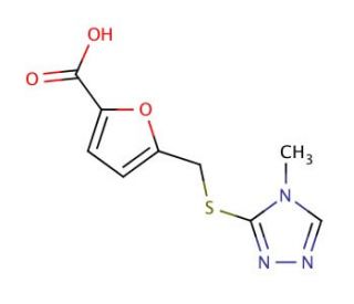 5-{[(4-methyl-4H-1,2,4-triazol-3-yl)thio]methyl}-2-furoic acid - chemical structure image