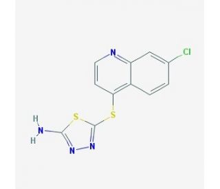 5-[(7-Chloroquinolin-4-yl)thio]-1,3,4-thiadiazol-2-amine (CAS 175204-98-5) - chemical structure image