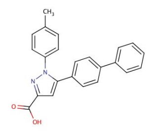 5-(1,1&prime;-biphenyl-4-yl)-1-(4-methylphenyl)-1H-pyrazole-3-carboxylic acid - chemical structure image