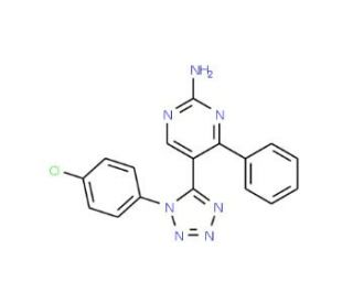 5-[1-(4-Chloro-phenyl)-1H-tetrazol-5-yl]-4-phenyl-pyrimidin-2-ylamine - chemical structure image