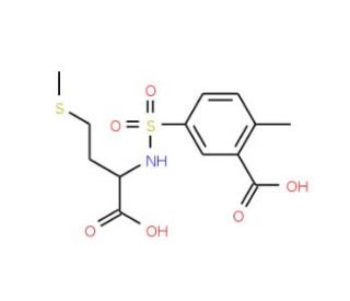 5-({[1-carboxy-3-(methylthio)propyl]amino}sulfonyl)-2-methylbenzoic acid - chemical structure image