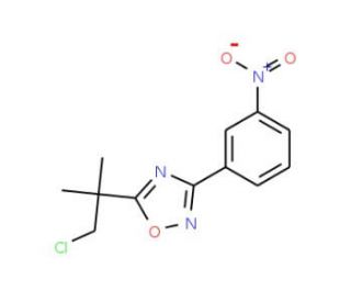 5-(1-Chloro-2-methylpropan-2-yl)-3-(3-nitrophenyl)-1,2,4-oxadiazole (CAS 1133116-17-2) - chemical structure image