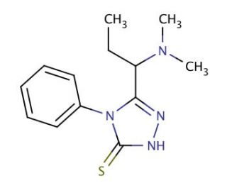 5-[1-(dimethylamino)propyl]-4-phenyl-4H-1,2,4-triazole-3-thiol - chemical structure image