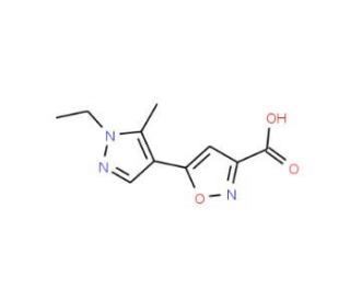 5-(1-Ethyl-5-methyl-1H-pyrazol-4-yl)-isoxazole-3-carboxylic acid - chemical structure image