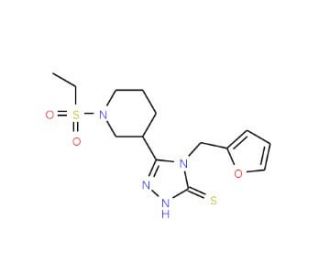 5-[1-(Ethylsulfonyl)piperidin-3-yl]-4-(2-furylmethyl)-4H-1,2,4-triazole-3-thiol - chemical structure image