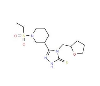 5-[1-(Ethylsulfonyl)piperidin-3-yl]-4-(tetrahydro-furan-2-ylmethyl)-4H-1,2,4-triazole-3-thiol - chemical structure image