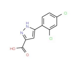 5-(2,4-Dichloro-phenyl)-1H-pyrazole-3-carboxylic acid (CAS 78874-27-8) - chemical structure image
