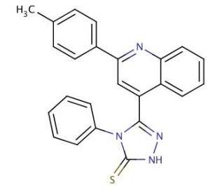 5-[2-(4-methylphenyl)quinolin-4-yl]-4-phenyl-4H-1,2,4-triazole-3-thiol - chemical structure image