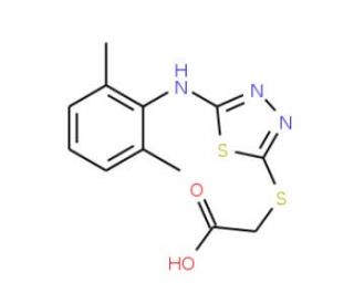 [5-(2,6-Dimethyl-phenylamino)-[1,3,4]thiadiazol-2-ylsulfanyl]-acetic acid - chemical structure image