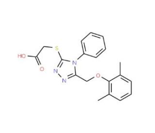 ({5-[(2,6-dimethylphenoxy)methyl]-4-phenyl-4H-1,2,4-triazol-3-yl}thio)acetic acid (CAS 64013-61-2) - chemical structure image