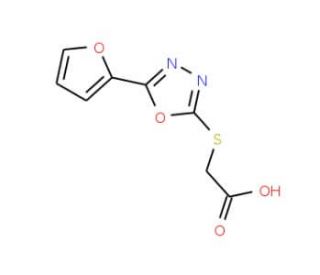 {[5-(2-furyl)-1,3,4-oxadiazol-2-yl]thio}acetic acid (CAS 33621-24-8) - chemical structure image