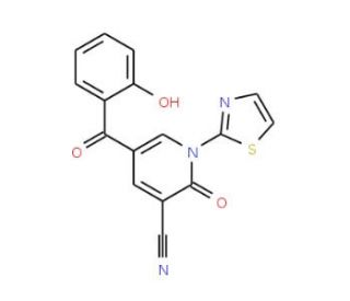 5-(2-Hydroxy-benzoyl)-2-oxo-1-thiazol-2-yl-1,2-dihydro-pyridine-3-carbonitrile - chemical structure image