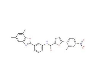 5-(2-Methyl-4-nitrophenyl)-furan-2-carboxylic acid [3-(5,7-dimethylbenzooxazol-2-yl)phenyl]amide - chemical structure image