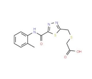 {[(5-{[(2-Methylphenyl)amino]carbonyl}-1,3,4-thiadiazol-2-yl)methyl]thio}acetic acid - chemical structure image