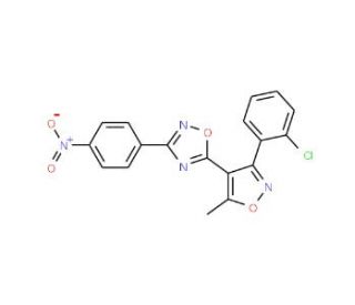 5-[3-(2-Chloro-phenyl)-5-methyl-isoxazol-4-yl]-3-(4-nitro-phenyl)-[1,2,4]oxadiazole - chemical structure image