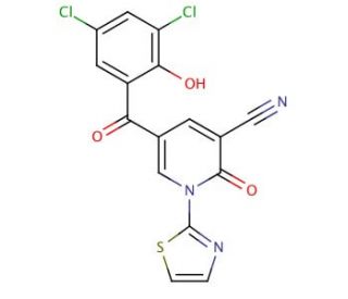 5-(3,5-Dichloro-2-hydroxy-benzoyl)-2-oxo-1-thiazol-2-yl-1,2-dihydro-pyridine-3-carbonitrile - chemical structure image